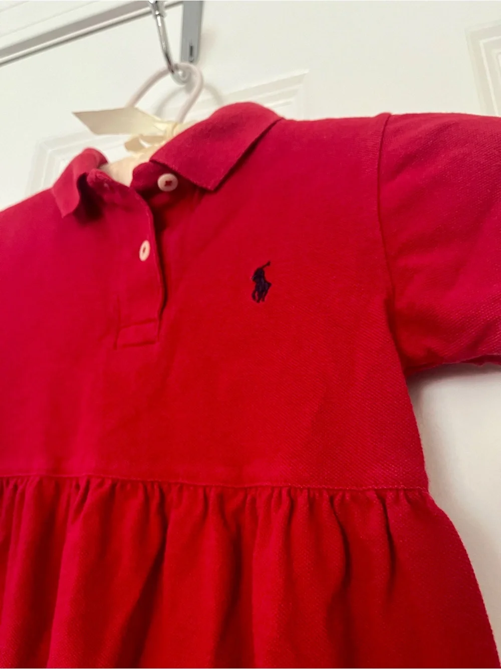 Vintage Ralph Lauren Classic Red Polo Dress with Navy Embroidered Emblem